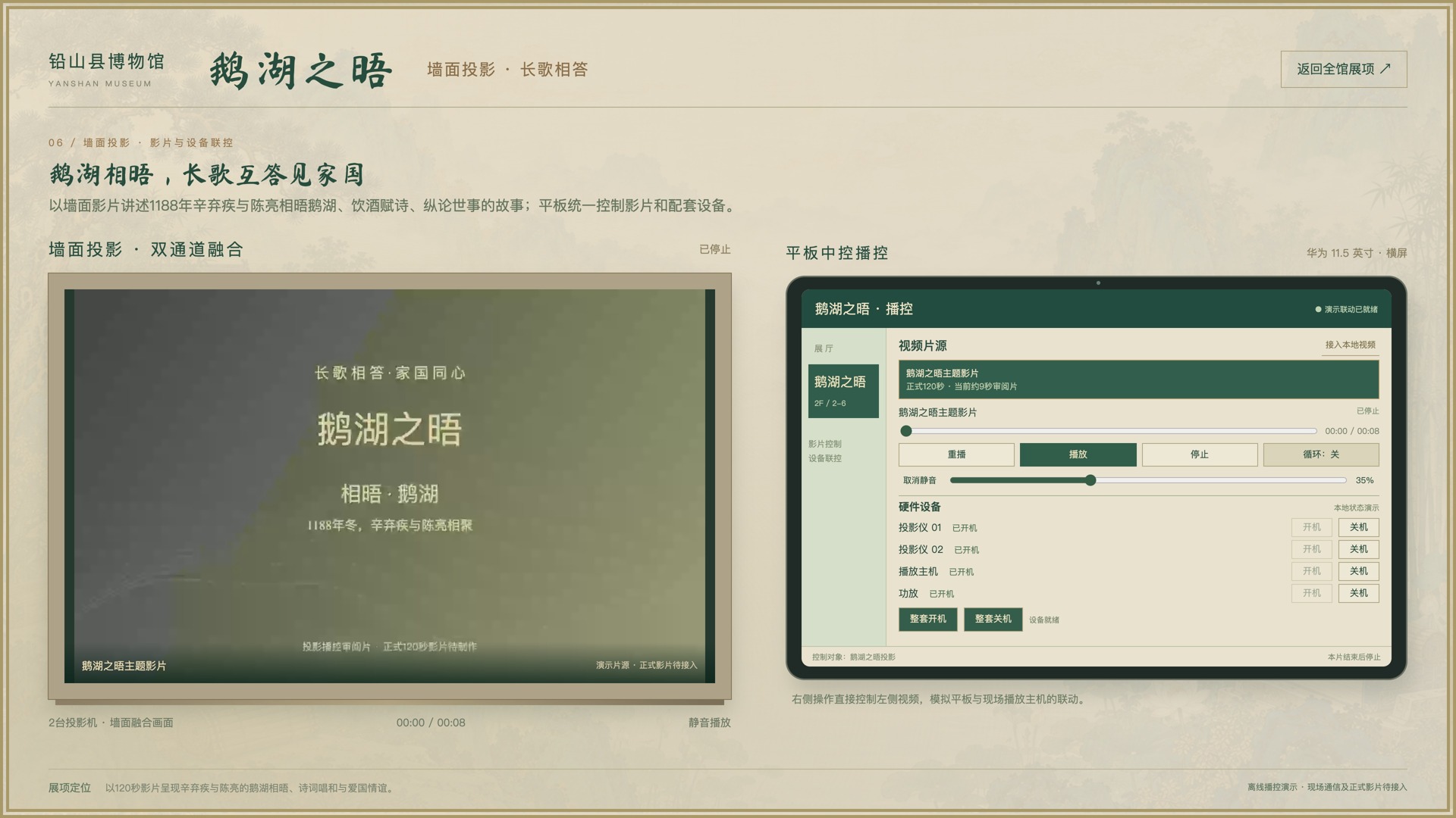 鹅湖之晤墙面投影与平板联控